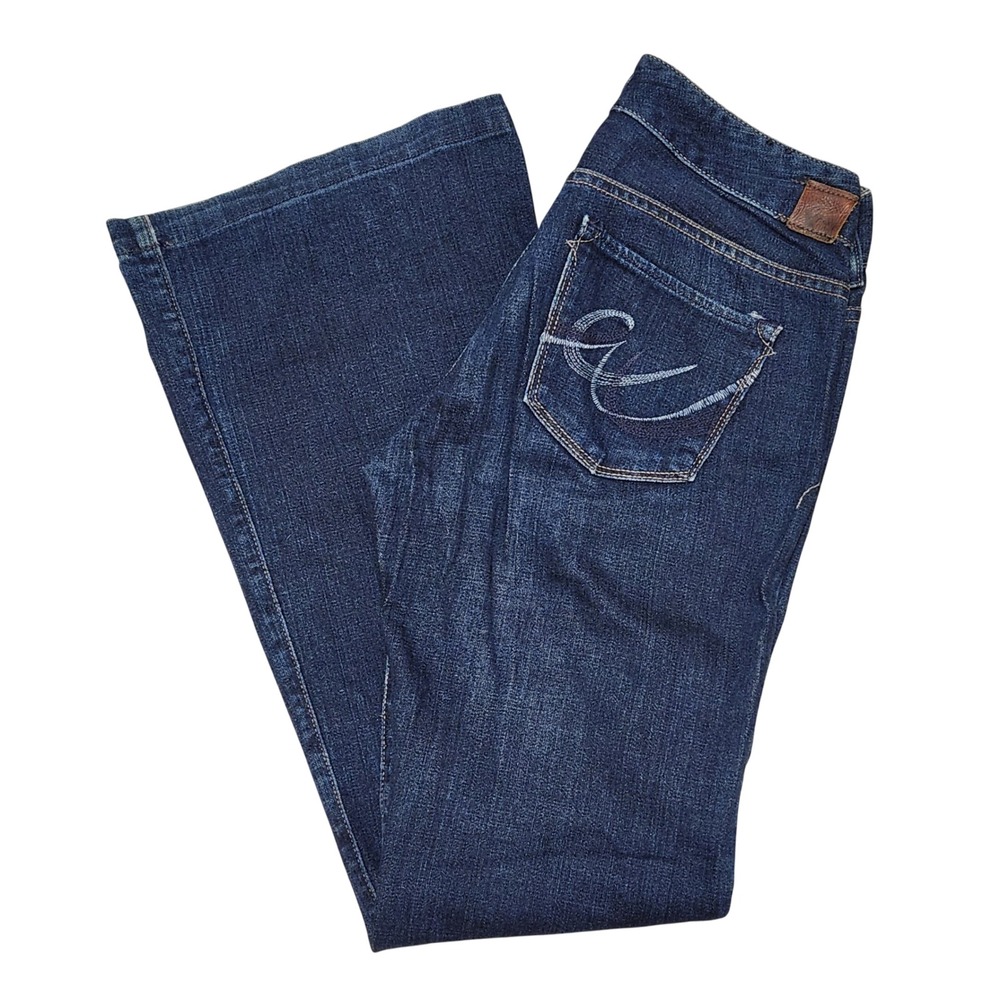 X2 Womens Dark Wash Flare Jeans Quality Denim Fit and Flare Size‎ 8L Chic Casual